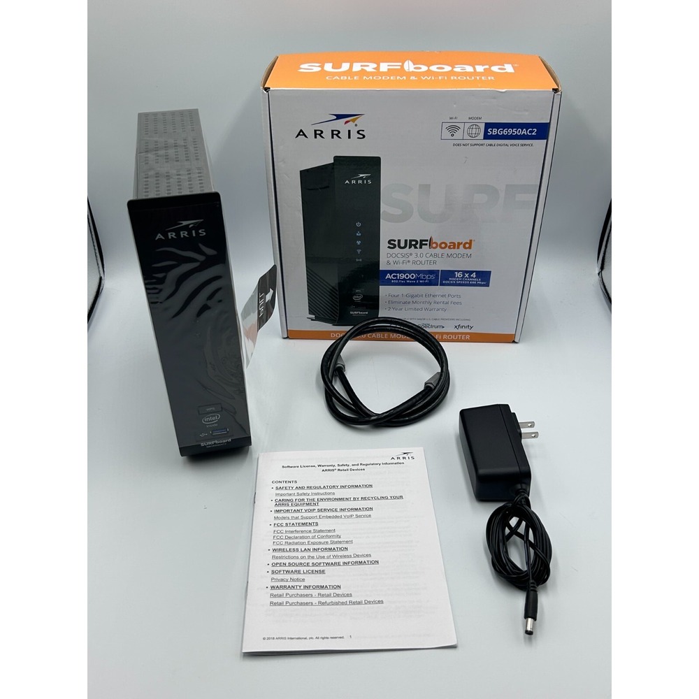 New ARRIS Surfboard SBG6950AC2 Cable Modem‎ & AC1900 Wi-Fi 5 Router DOCSIS 3.0